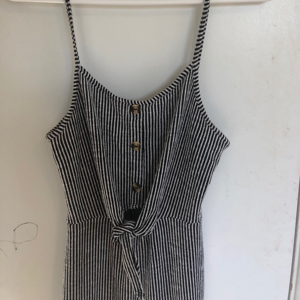 Midi tie front stripe dress